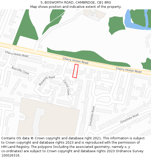 5, BOSWORTH ROAD, CAMBRIDGE, CB1 8RG: Location map and indicative extent of plot