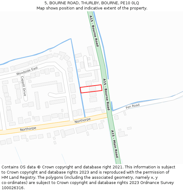 5, BOURNE ROAD, THURLBY, BOURNE, PE10 0LQ: Location map and indicative extent of plot