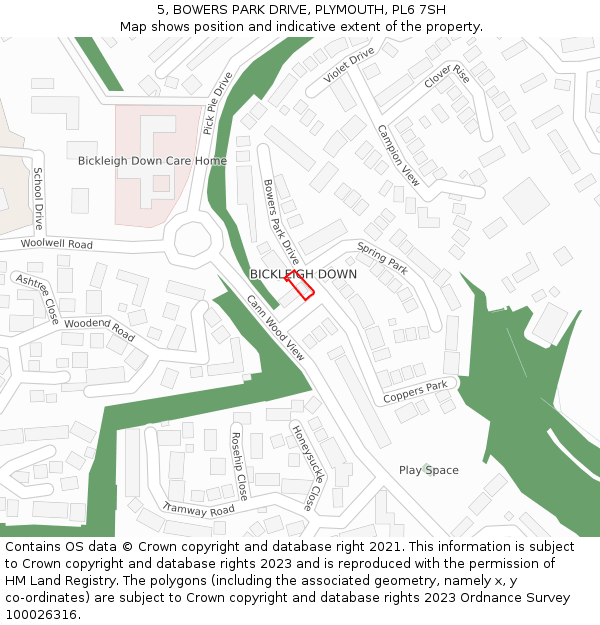5, BOWERS PARK DRIVE, PLYMOUTH, PL6 7SH: Location map and indicative extent of plot