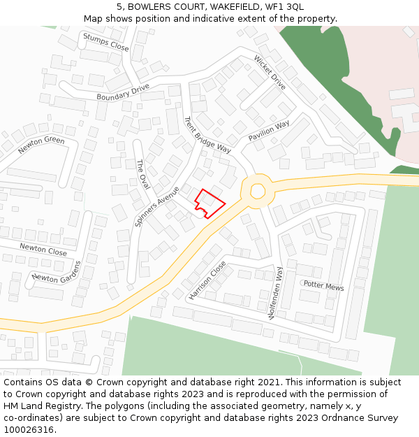 5, BOWLERS COURT, WAKEFIELD, WF1 3QL: Location map and indicative extent of plot