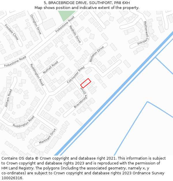 5, BRACEBRIDGE DRIVE, SOUTHPORT, PR8 6XH: Location map and indicative extent of plot