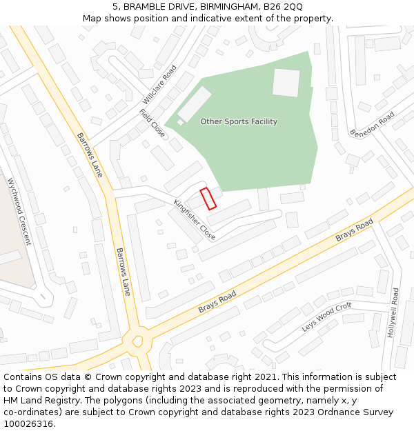 5, BRAMBLE DRIVE, BIRMINGHAM, B26 2QQ: Location map and indicative extent of plot