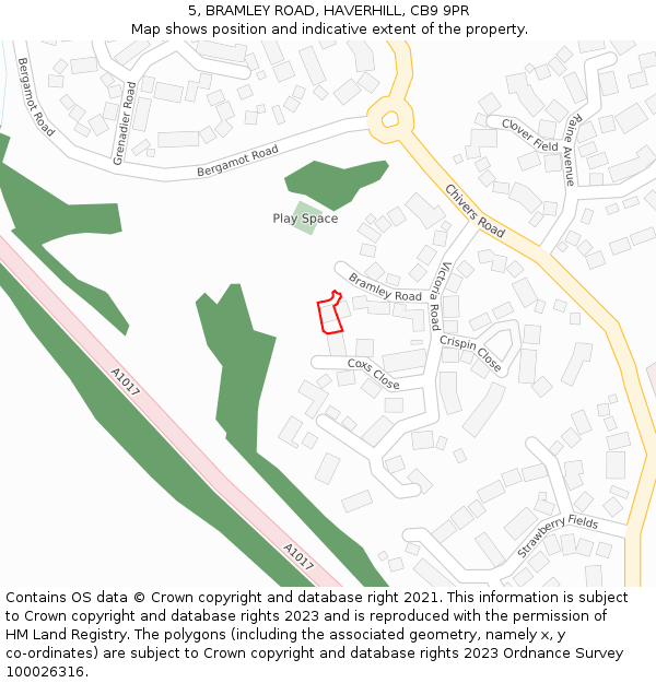 5, BRAMLEY ROAD, HAVERHILL, CB9 9PR: Location map and indicative extent of plot