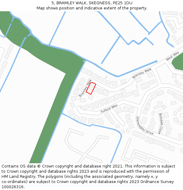 5, BRAMLEY WALK, SKEGNESS, PE25 1DU: Location map and indicative extent of plot