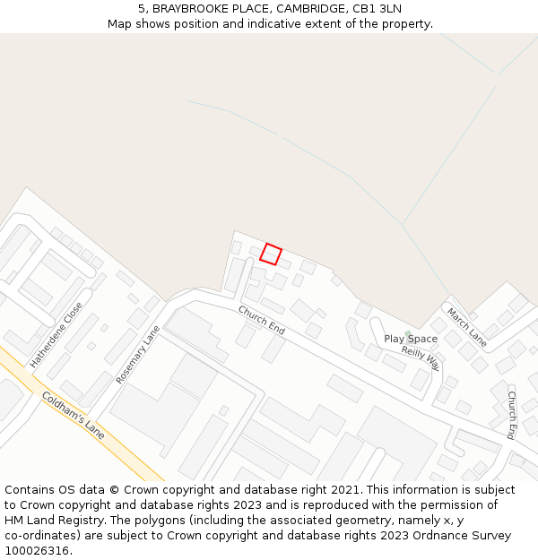 5, BRAYBROOKE PLACE, CAMBRIDGE, CB1 3LN: Location map and indicative extent of plot