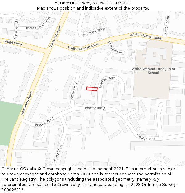 5, BRAYFIELD WAY, NORWICH, NR6 7ET: Location map and indicative extent of plot