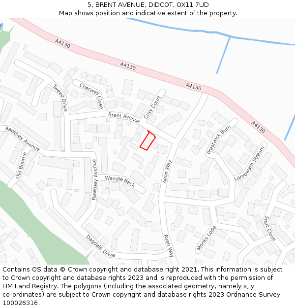 5, BRENT AVENUE, DIDCOT, OX11 7UD: Location map and indicative extent of plot