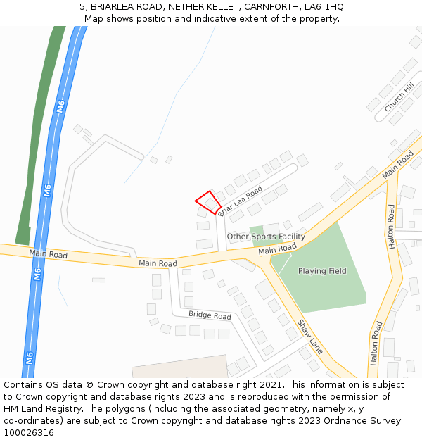 5, BRIARLEA ROAD, NETHER KELLET, CARNFORTH, LA6 1HQ: Location map and indicative extent of plot