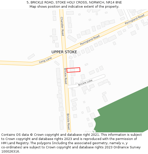 5, BRICKLE ROAD, STOKE HOLY CROSS, NORWICH, NR14 8NE: Location map and indicative extent of plot