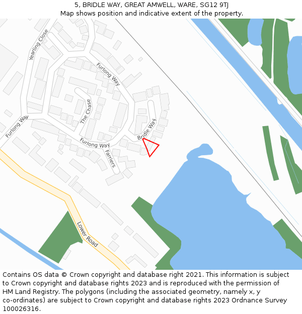 5, BRIDLE WAY, GREAT AMWELL, WARE, SG12 9TJ: Location map and indicative extent of plot