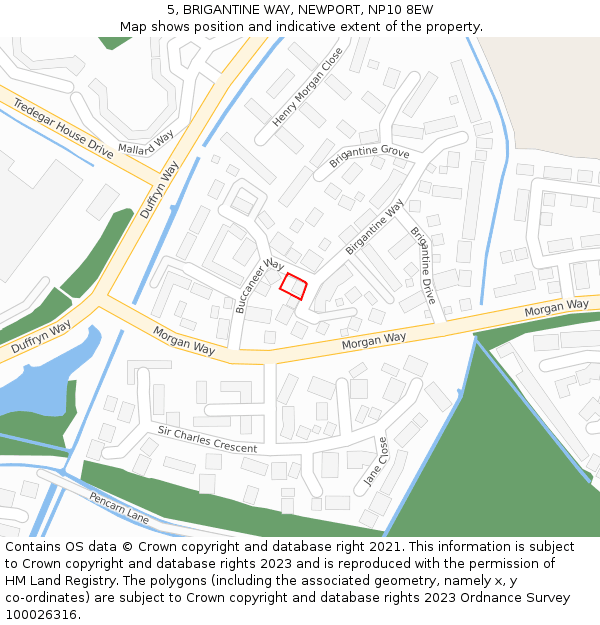 5, BRIGANTINE WAY, NEWPORT, NP10 8EW: Location map and indicative extent of plot