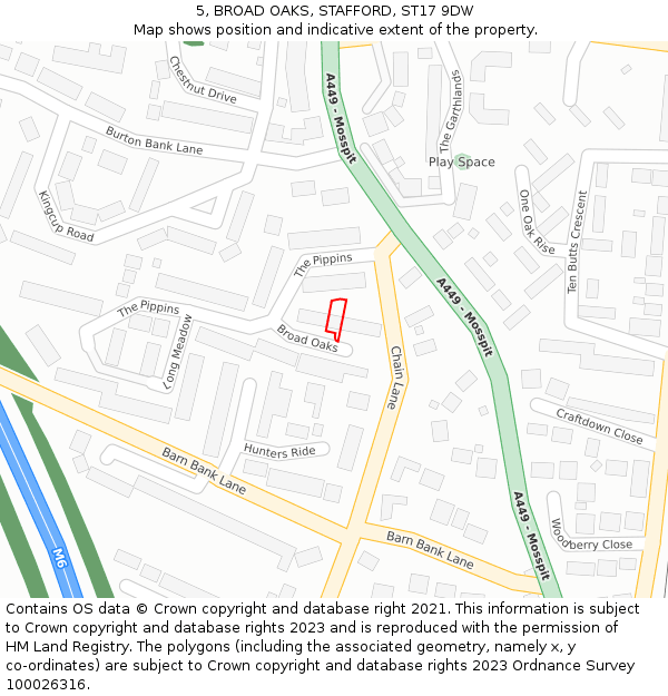5, BROAD OAKS, STAFFORD, ST17 9DW: Location map and indicative extent of plot