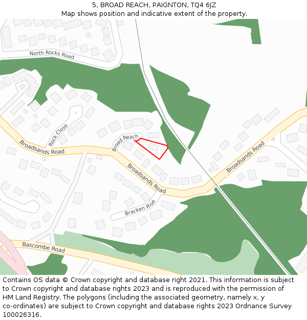 5, BROAD REACH, PAIGNTON, TQ4 6JZ: Location map and indicative extent of plot