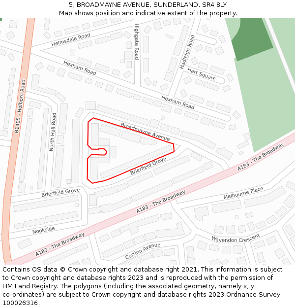 5, BROADMAYNE AVENUE, SUNDERLAND, SR4 8LY: Location map and indicative extent of plot