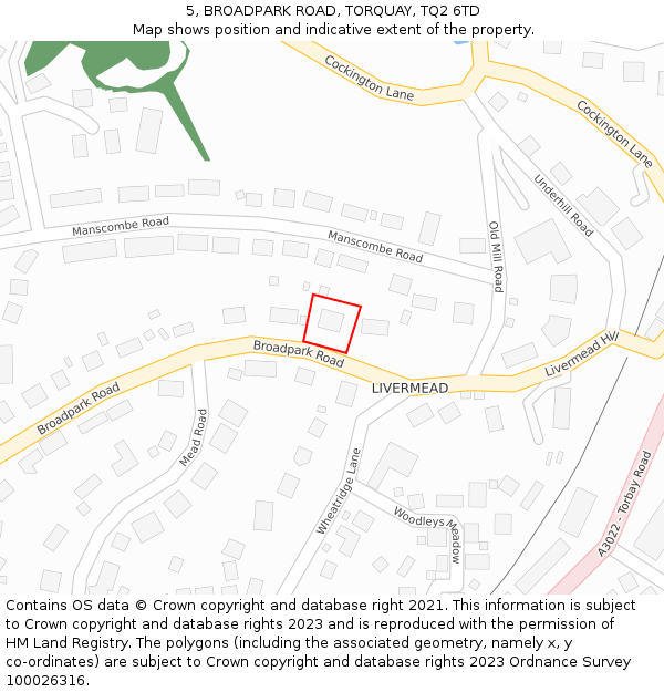 5, BROADPARK ROAD, TORQUAY, TQ2 6TD: Location map and indicative extent of plot