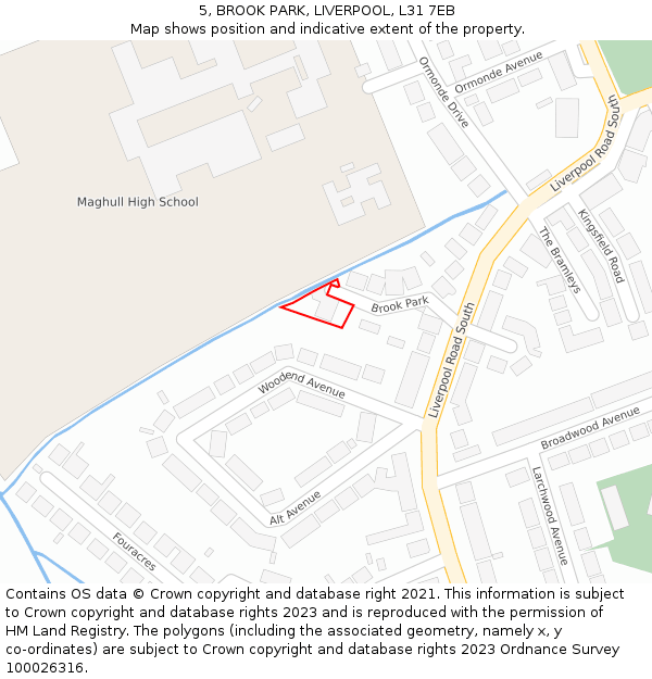 5, BROOK PARK, LIVERPOOL, L31 7EB: Location map and indicative extent of plot