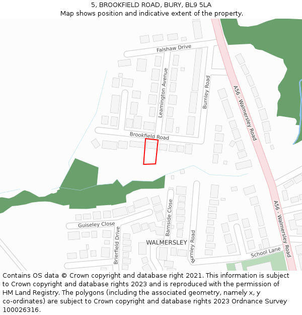 5, BROOKFIELD ROAD, BURY, BL9 5LA: Location map and indicative extent of plot