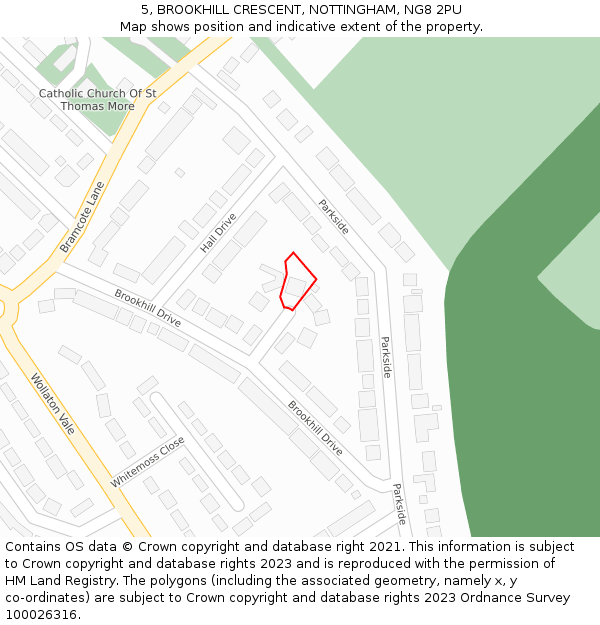 5, BROOKHILL CRESCENT, NOTTINGHAM, NG8 2PU: Location map and indicative extent of plot