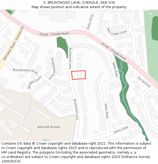 5, BRUNTWOOD LANE, CHEADLE, SK8 1HS: Location map and indicative extent of plot