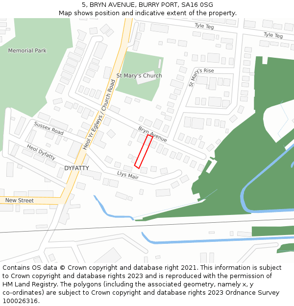 5, BRYN AVENUE, BURRY PORT, SA16 0SG: Location map and indicative extent of plot