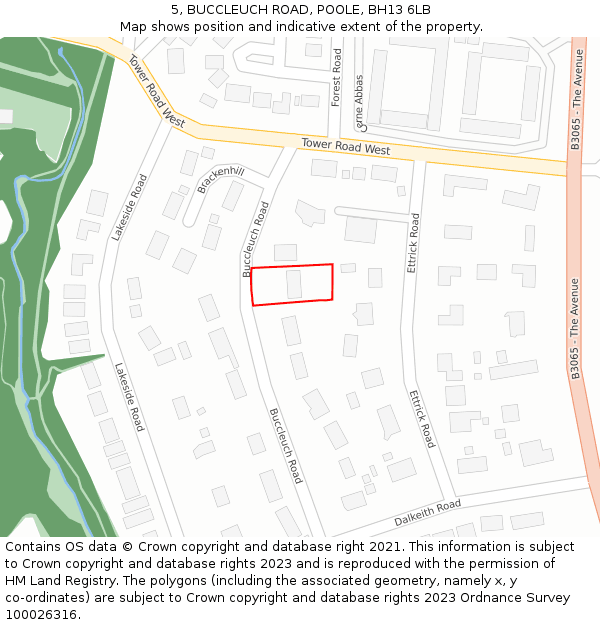 5, BUCCLEUCH ROAD, POOLE, BH13 6LB: Location map and indicative extent of plot
