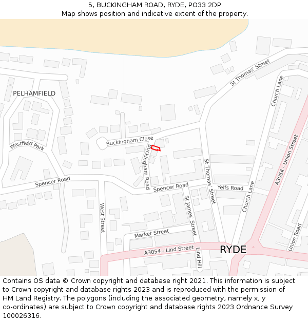 5, BUCKINGHAM ROAD, RYDE, PO33 2DP: Location map and indicative extent of plot
