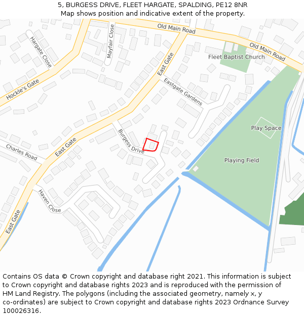 5, BURGESS DRIVE, FLEET HARGATE, SPALDING, PE12 8NR: Location map and indicative extent of plot