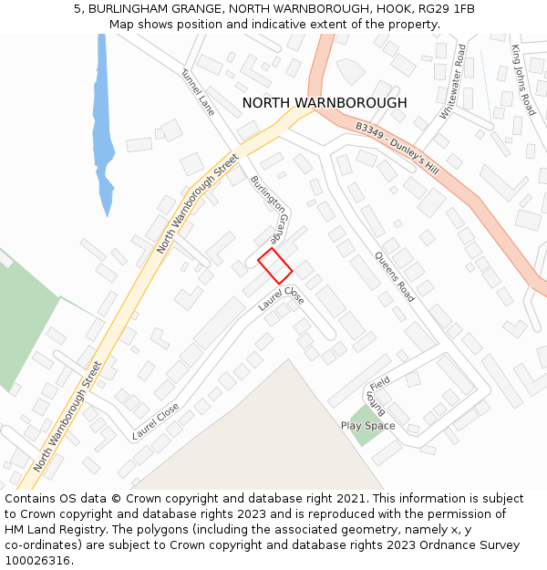 5, BURLINGHAM GRANGE, NORTH WARNBOROUGH, HOOK, RG29 1FB: Location map and indicative extent of plot