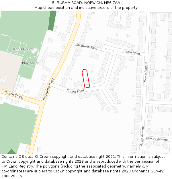 5, BURMA ROAD, NORWICH, NR6 7AA: Location map and indicative extent of plot