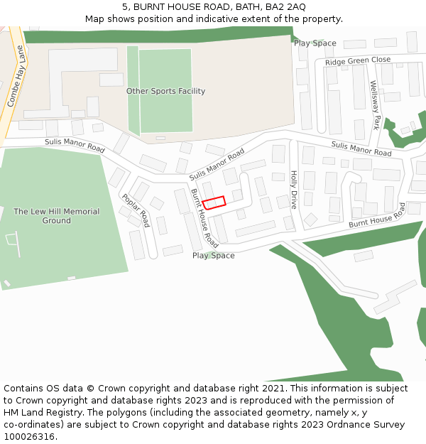 5, BURNT HOUSE ROAD, BATH, BA2 2AQ: Location map and indicative extent of plot