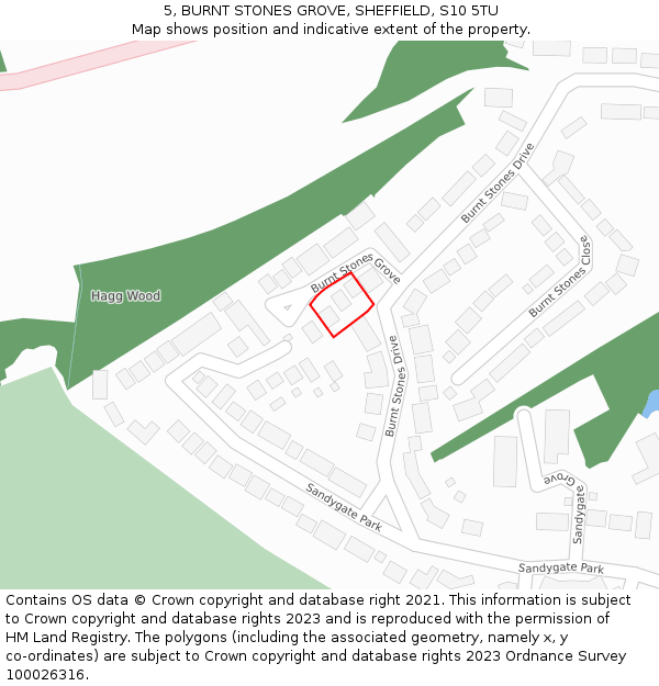5, BURNT STONES GROVE, SHEFFIELD, S10 5TU: Location map and indicative extent of plot