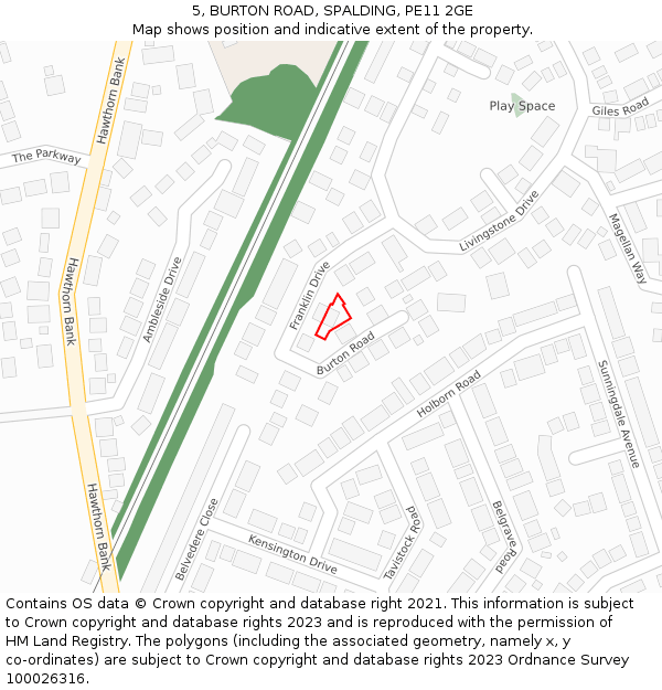 5, BURTON ROAD, SPALDING, PE11 2GE: Location map and indicative extent of plot