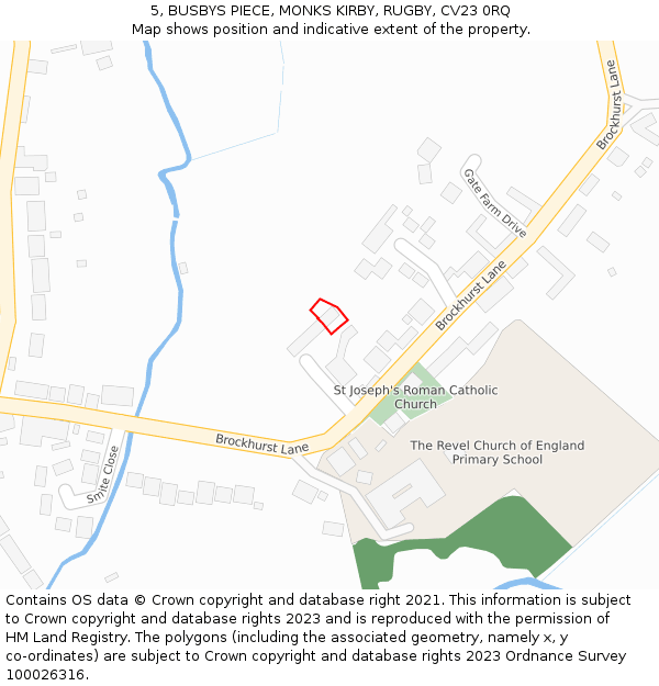 5, BUSBYS PIECE, MONKS KIRBY, RUGBY, CV23 0RQ: Location map and indicative extent of plot