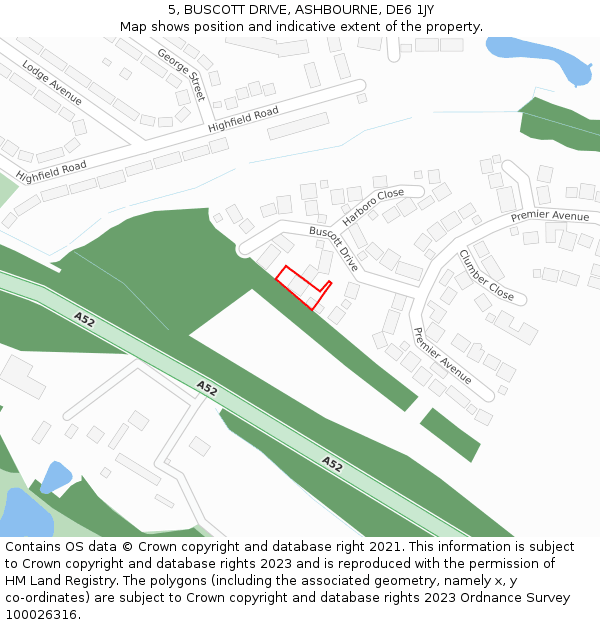 5, BUSCOTT DRIVE, ASHBOURNE, DE6 1JY: Location map and indicative extent of plot