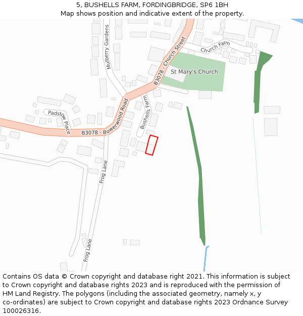 5, BUSHELLS FARM, FORDINGBRIDGE, SP6 1BH: Location map and indicative extent of plot