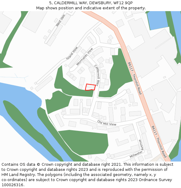 5, CALDERMILL WAY, DEWSBURY, WF12 9QP: Location map and indicative extent of plot
