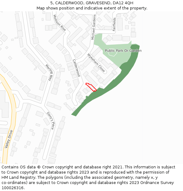 5, CALDERWOOD, GRAVESEND, DA12 4QH: Location map and indicative extent of plot