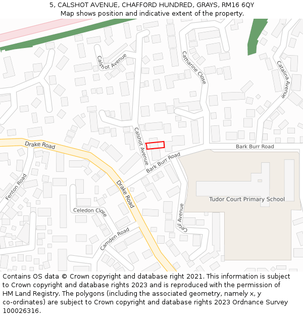 5, CALSHOT AVENUE, CHAFFORD HUNDRED, GRAYS, RM16 6QY: Location map and indicative extent of plot