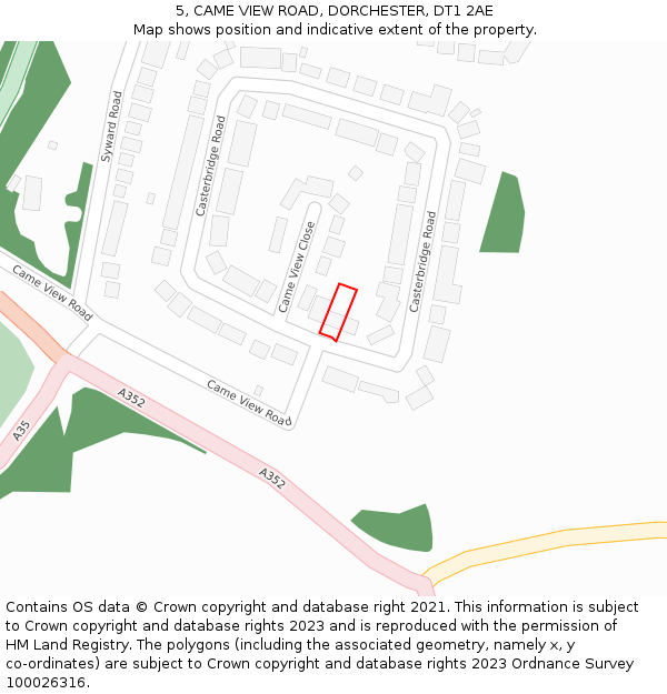 5, CAME VIEW ROAD, DORCHESTER, DT1 2AE: Location map and indicative extent of plot