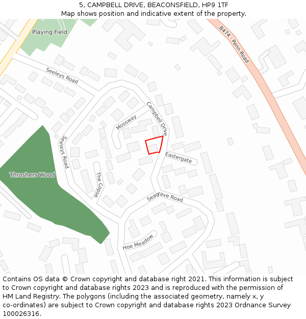 5, CAMPBELL DRIVE, BEACONSFIELD, HP9 1TF: Location map and indicative extent of plot