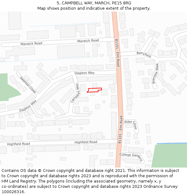 5, CAMPBELL WAY, MARCH, PE15 8RG: Location map and indicative extent of plot