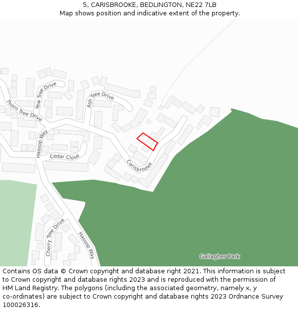 5, CARISBROOKE, BEDLINGTON, NE22 7LB: Location map and indicative extent of plot