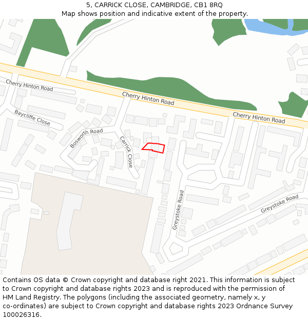 5, CARRICK CLOSE, CAMBRIDGE, CB1 8RQ: Location map and indicative extent of plot