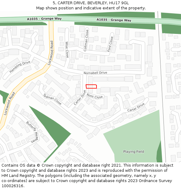 5, CARTER DRIVE, BEVERLEY, HU17 9GL: Location map and indicative extent of plot