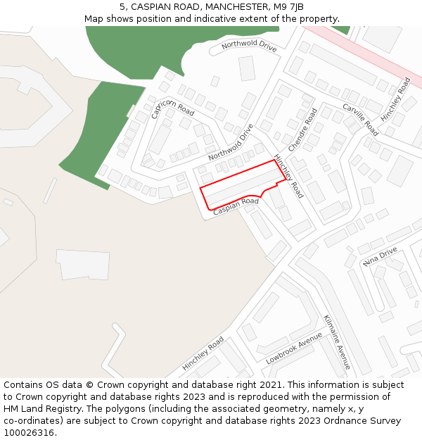 5, CASPIAN ROAD, MANCHESTER, M9 7JB: Location map and indicative extent of plot