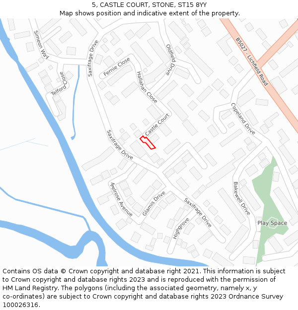5, CASTLE COURT, STONE, ST15 8YY: Location map and indicative extent of plot