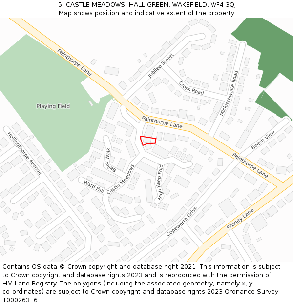 5, CASTLE MEADOWS, HALL GREEN, WAKEFIELD, WF4 3QJ: Location map and indicative extent of plot