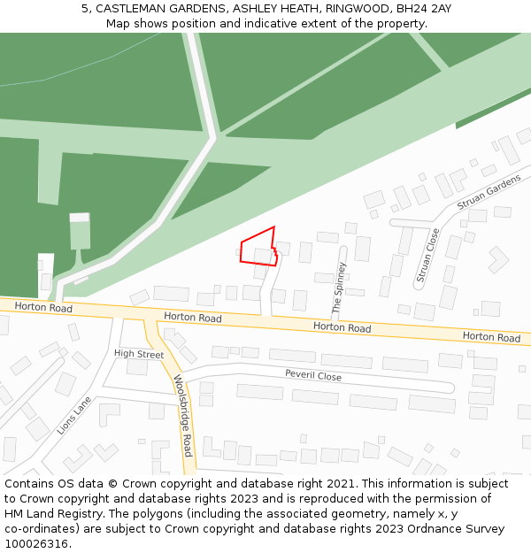 5, CASTLEMAN GARDENS, ASHLEY HEATH, RINGWOOD, BH24 2AY: Location map and indicative extent of plot