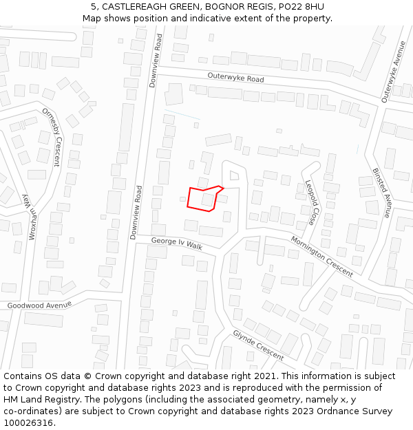 5, CASTLEREAGH GREEN, BOGNOR REGIS, PO22 8HU: Location map and indicative extent of plot