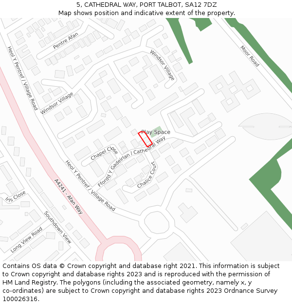 5, CATHEDRAL WAY, PORT TALBOT, SA12 7DZ: Location map and indicative extent of plot